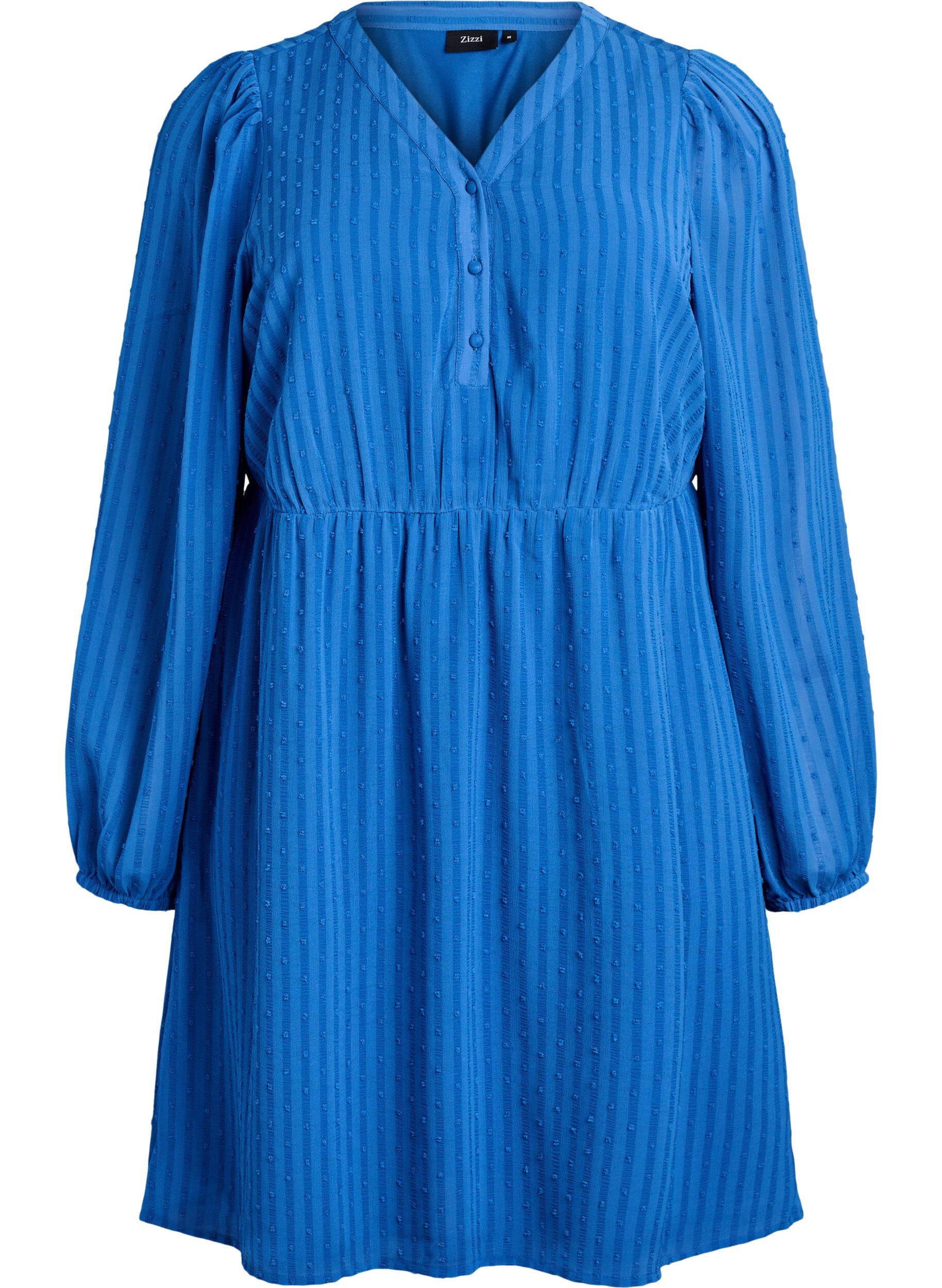 Korte jurk met tonale strepen en gestructureerde stippen