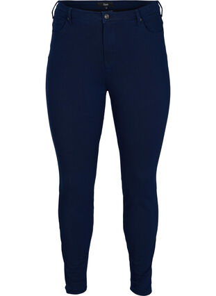 Amy jeans met hoge taille en 4-way stretch, Dark blue, Packshot image number 0