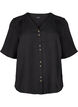 Overhemd blouse met V-hals en korte mouwen, Zwart, Packshot image number 0