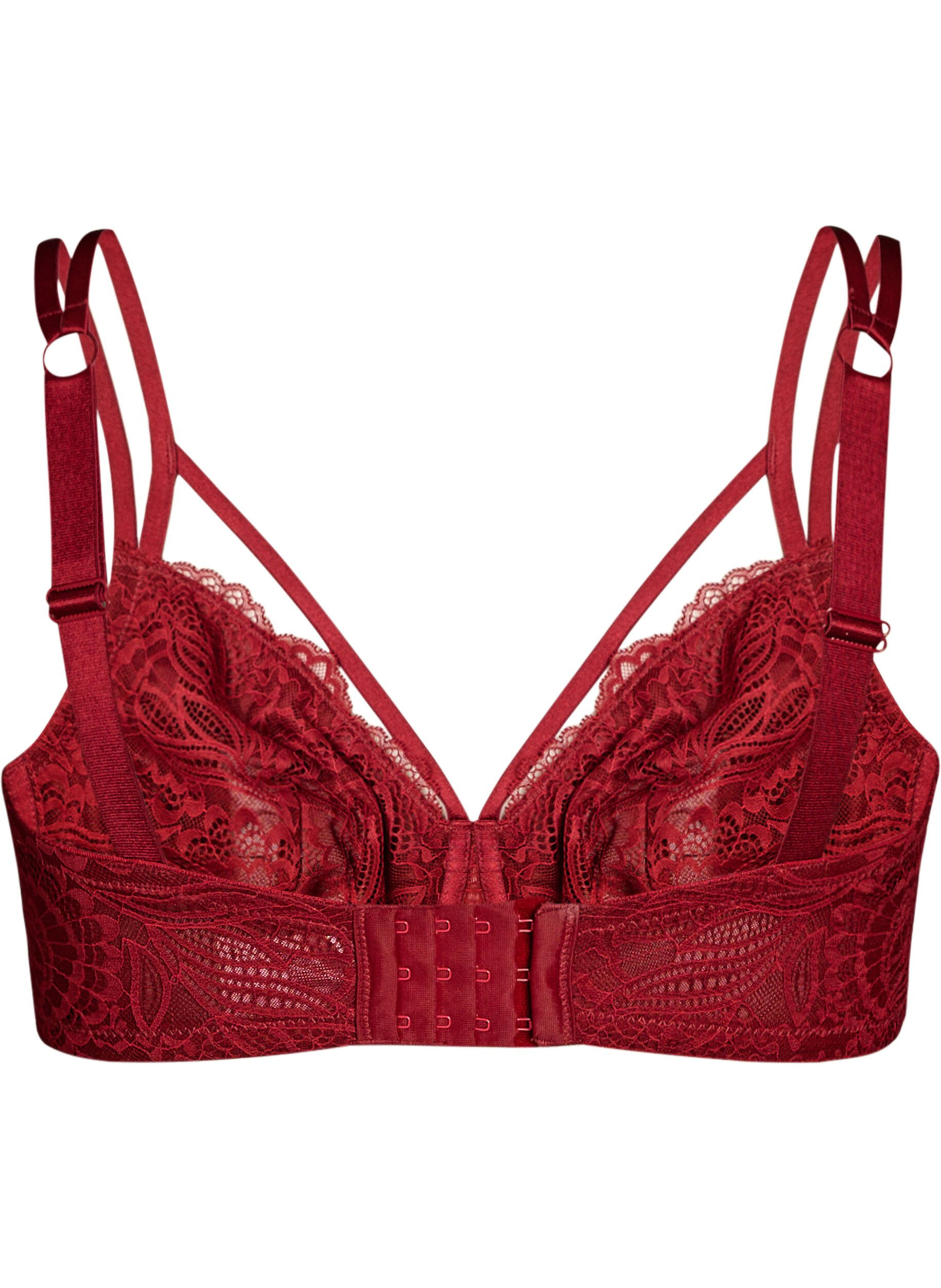 ZizziBeha met volledige bedekking, kant en dubbele bandjes, Zwart, Packshot image number 1