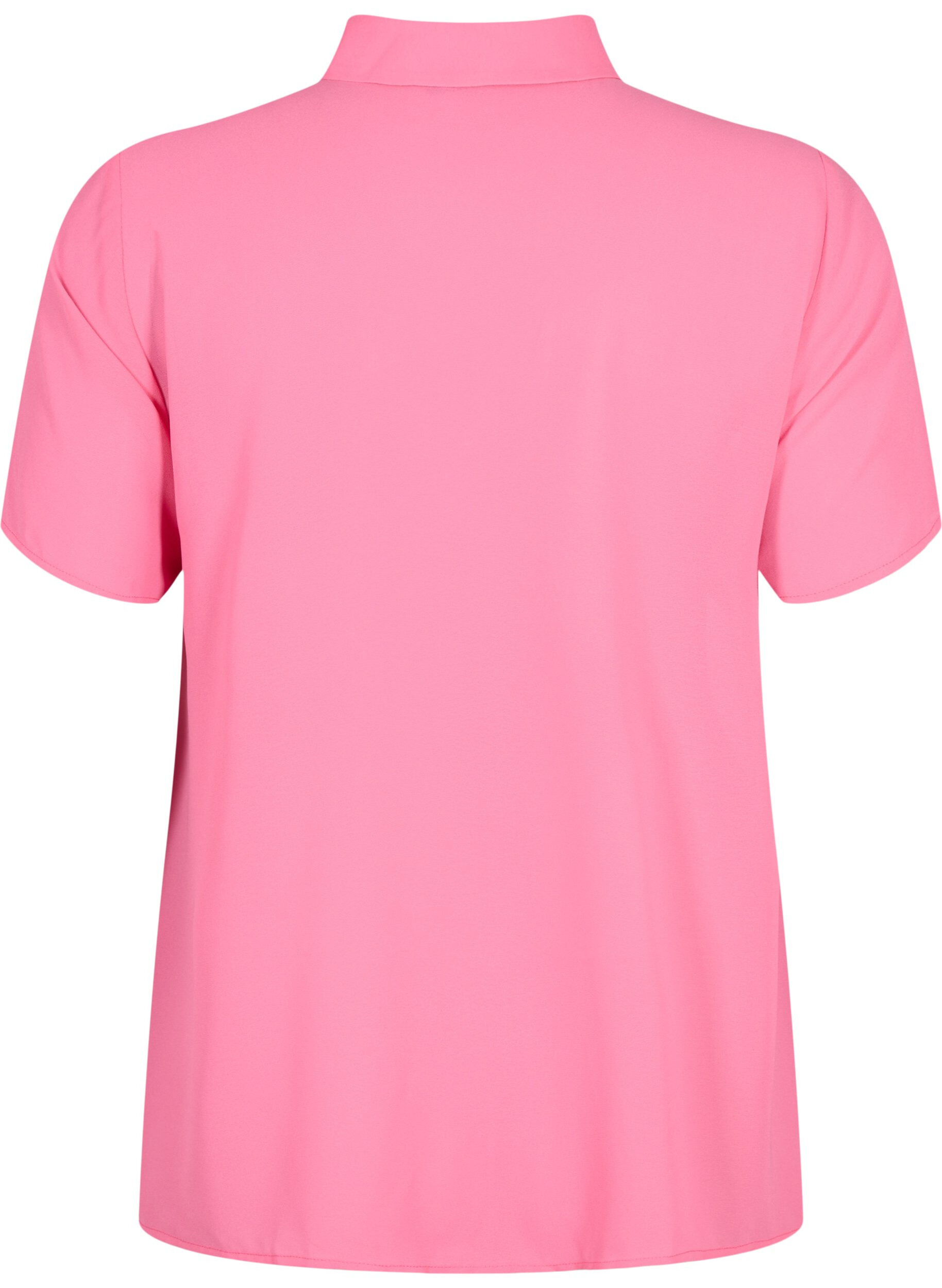 Zizzi Overhemdblouse met korte mouwen en ruches, Pink Power, Packshot image number 1