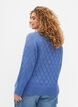 Gebreide blouse met lange mouwen en een gaatjespatroon, Blue Bonnet, Model image number 1