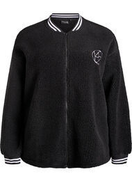 Teddyfleece jas met strependetails, Zwart