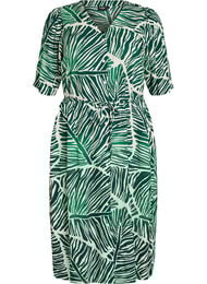 Midijurk met print en strikceintuur, Groen