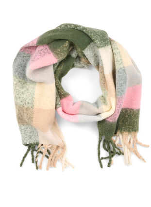 Geruite sjaal met lange franjes, Multi Mix, Packshot image number 0