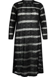 Midi-jurk met kant en doorschijnend mesh, Black