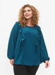 Blouse met lange mouwen en ruches, Shaded Spruce Dot, Model image number 0