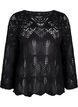 Gebreide blouse met kantpatroon, Black, Packshot image number 0