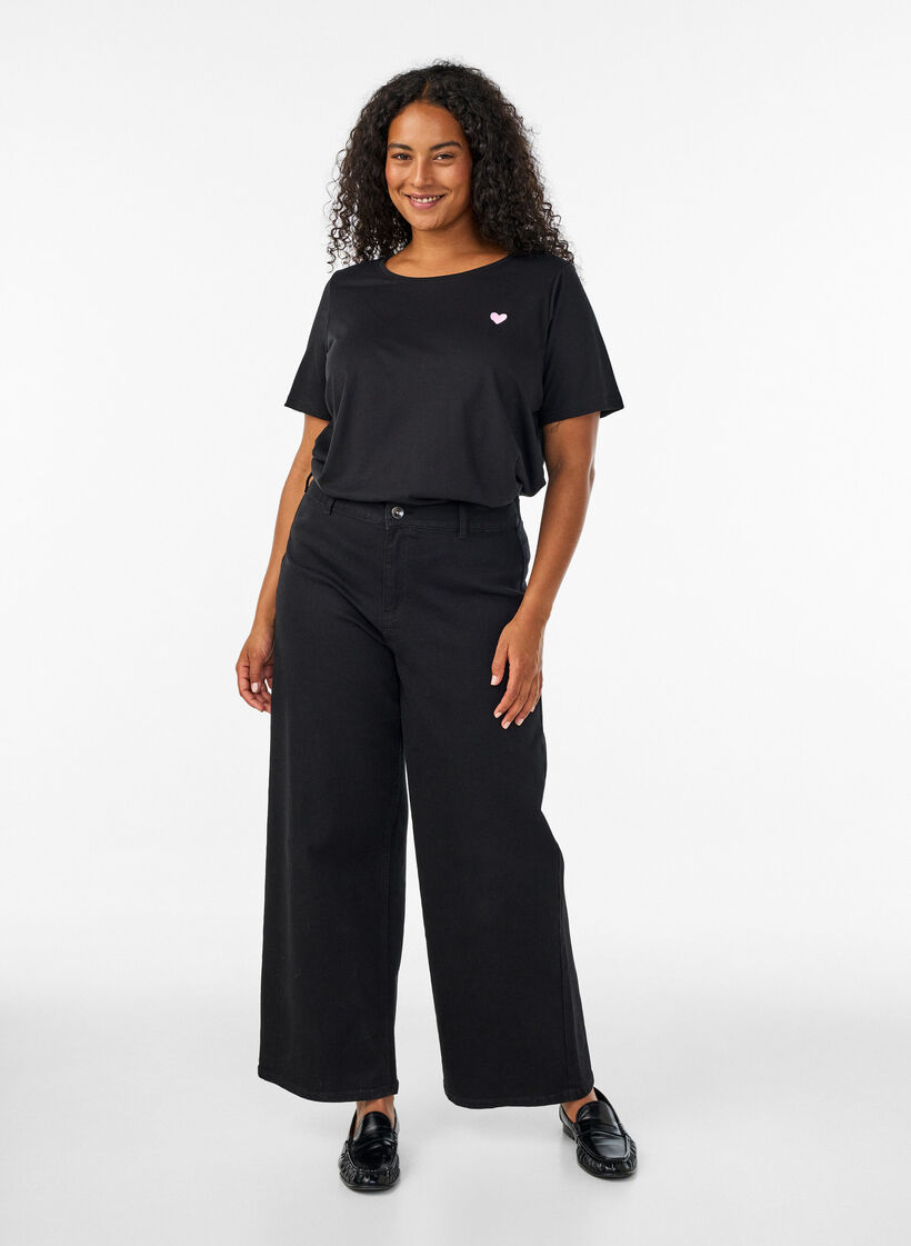Jeans met wijde pijpen, Zwart, Model image number 0
