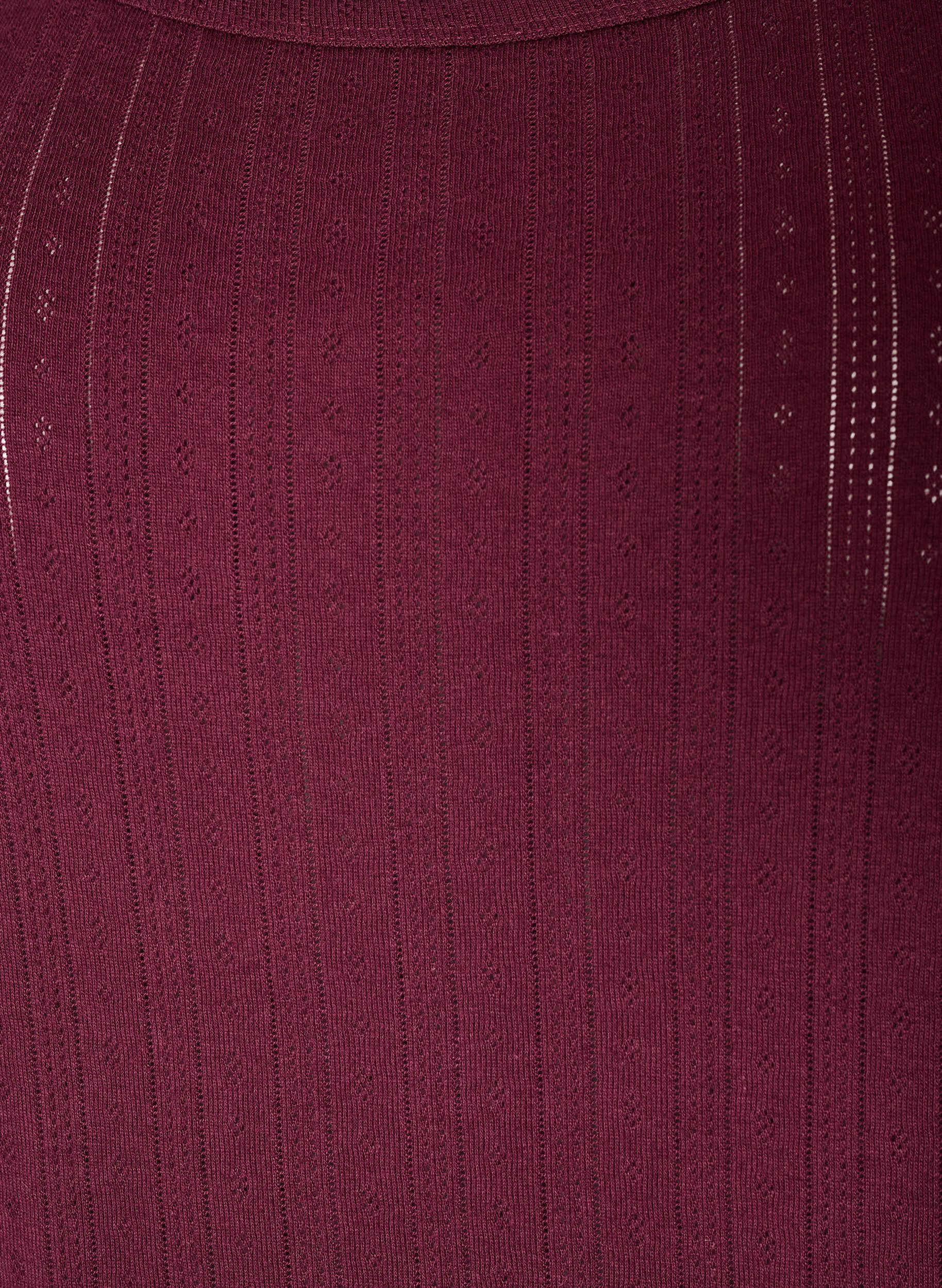 ZizziNacht top in biologische katoen met een gestructureerd patroon, Donker Bordeaux, Packshot image number 2
