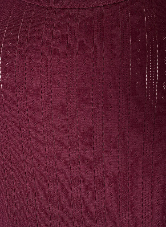 Nacht top in biologische katoen met een gestructureerd patroon, Donker Bordeaux, Packshot image number 2