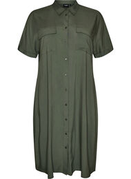 Lange overhemdjurk met korte mouwen, Groen