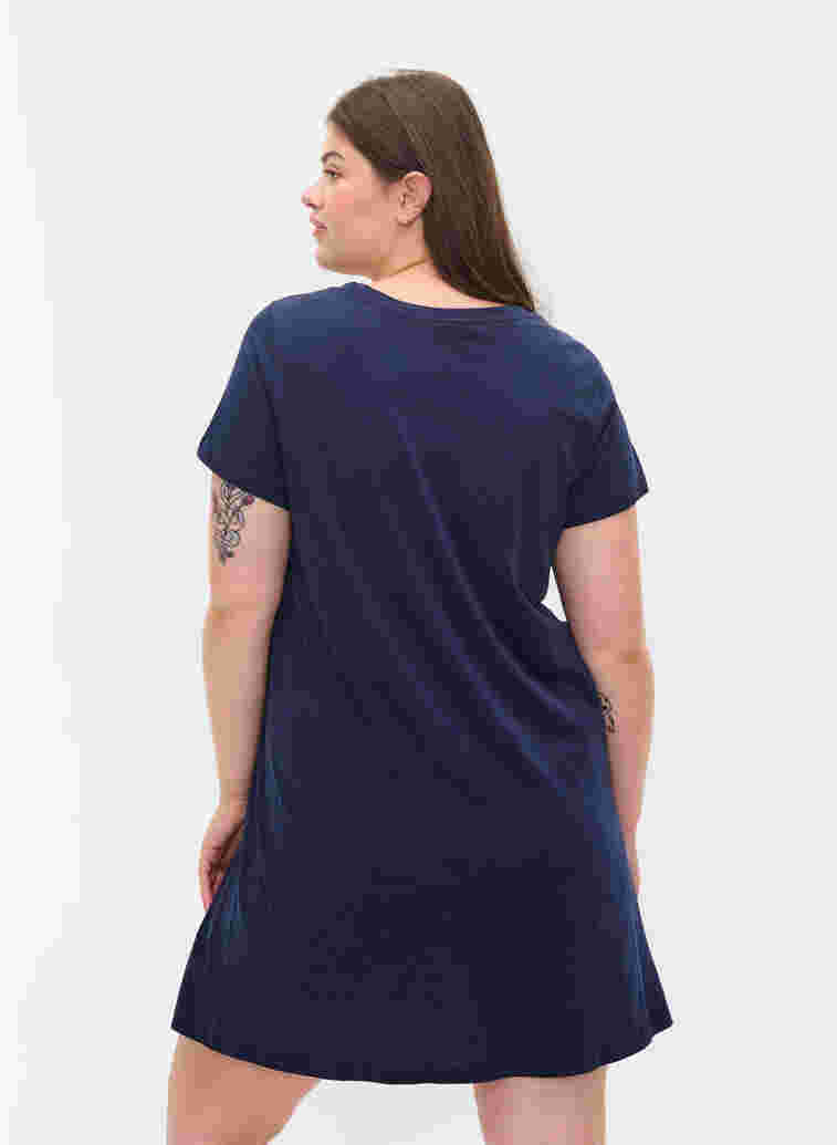 Katoenen nachthemd met korte mouwen, Peacoat CHILL, Model image number 1