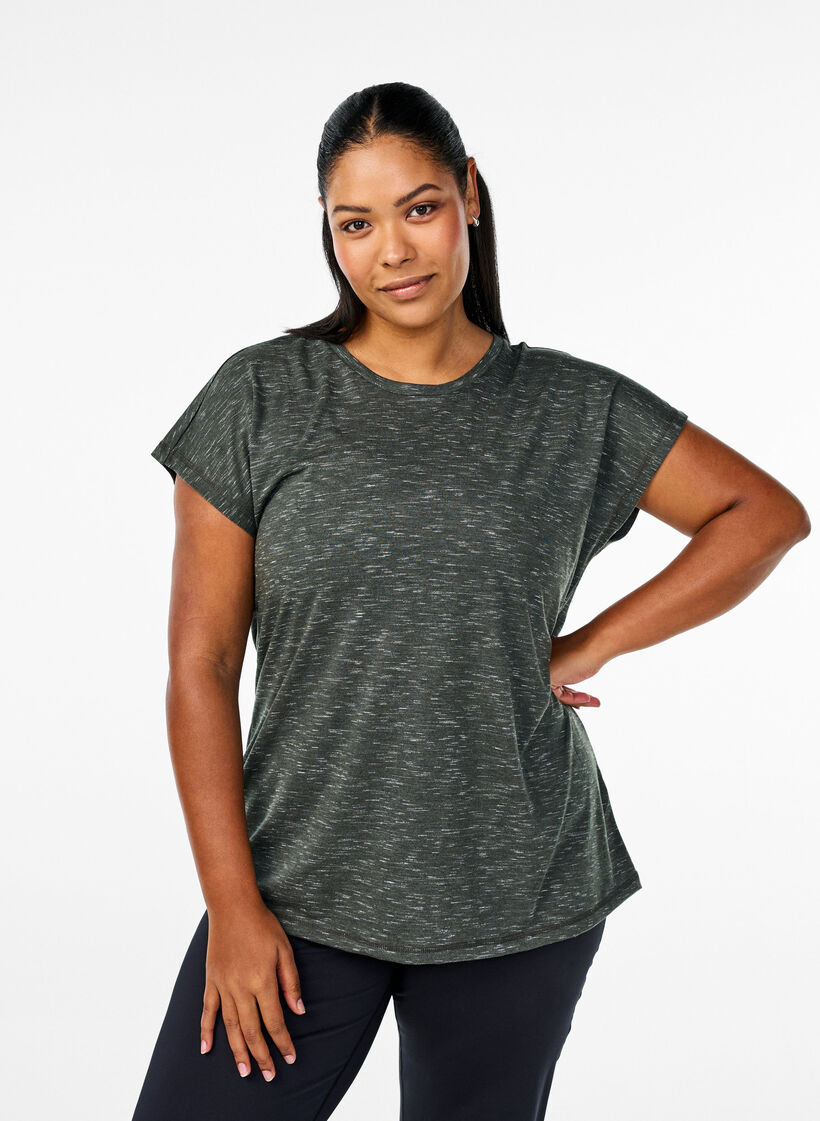 Losse workout T-shirt met korte mouwen, Groen, Model image number 0