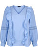 Blouse met ruffels en veters, Blauw, Packshot image number 0