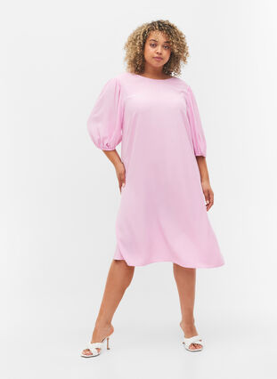 Viscose jurk met rugdetail, Mauve Mist, Model image number 3