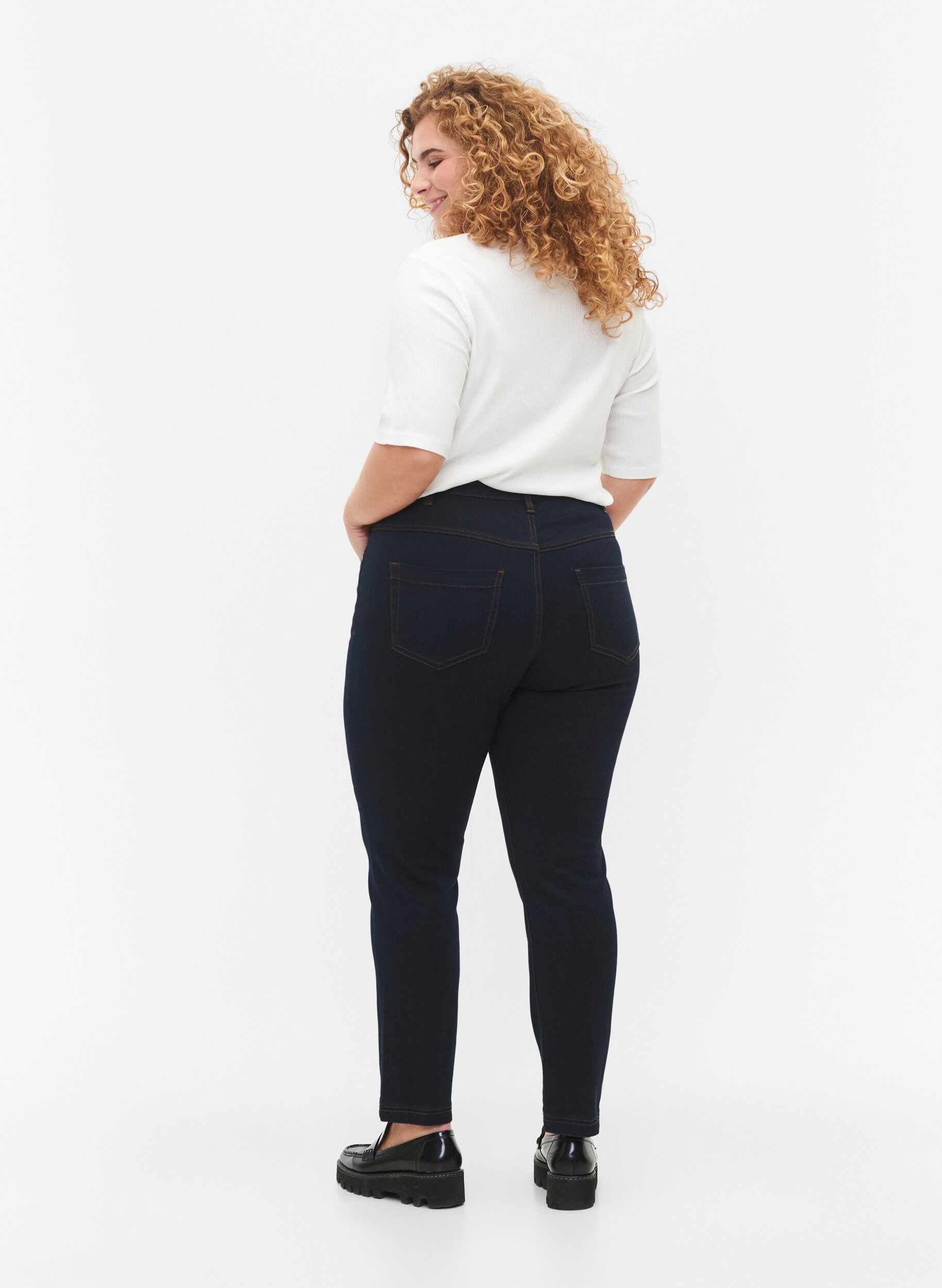Zizzi Slim fit Emily jeans met normale taille, Blauw, Model image number 1