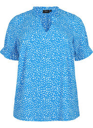Korte mouw blouse met print , Blue Ditsy
