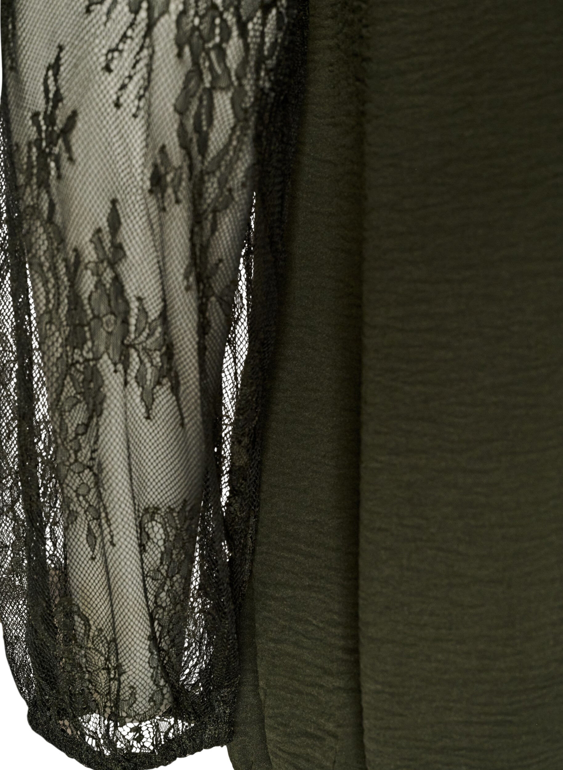 ZizziBlouse met kanten mouwen en ballonvorm, Groen, Packshot image number 3