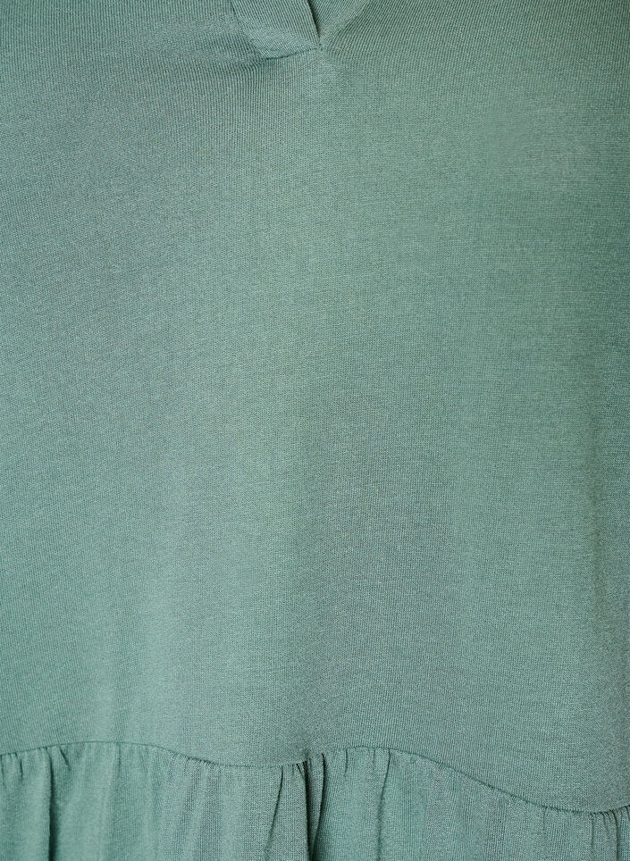 Jerseyjurk met kanten details en een gelaagde rok, Groen, Packshot image number 2