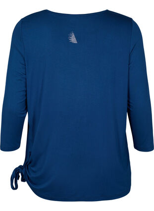 Training blouse van viscose met bindend detail, Blue Wing Teal, Packshot image number 1