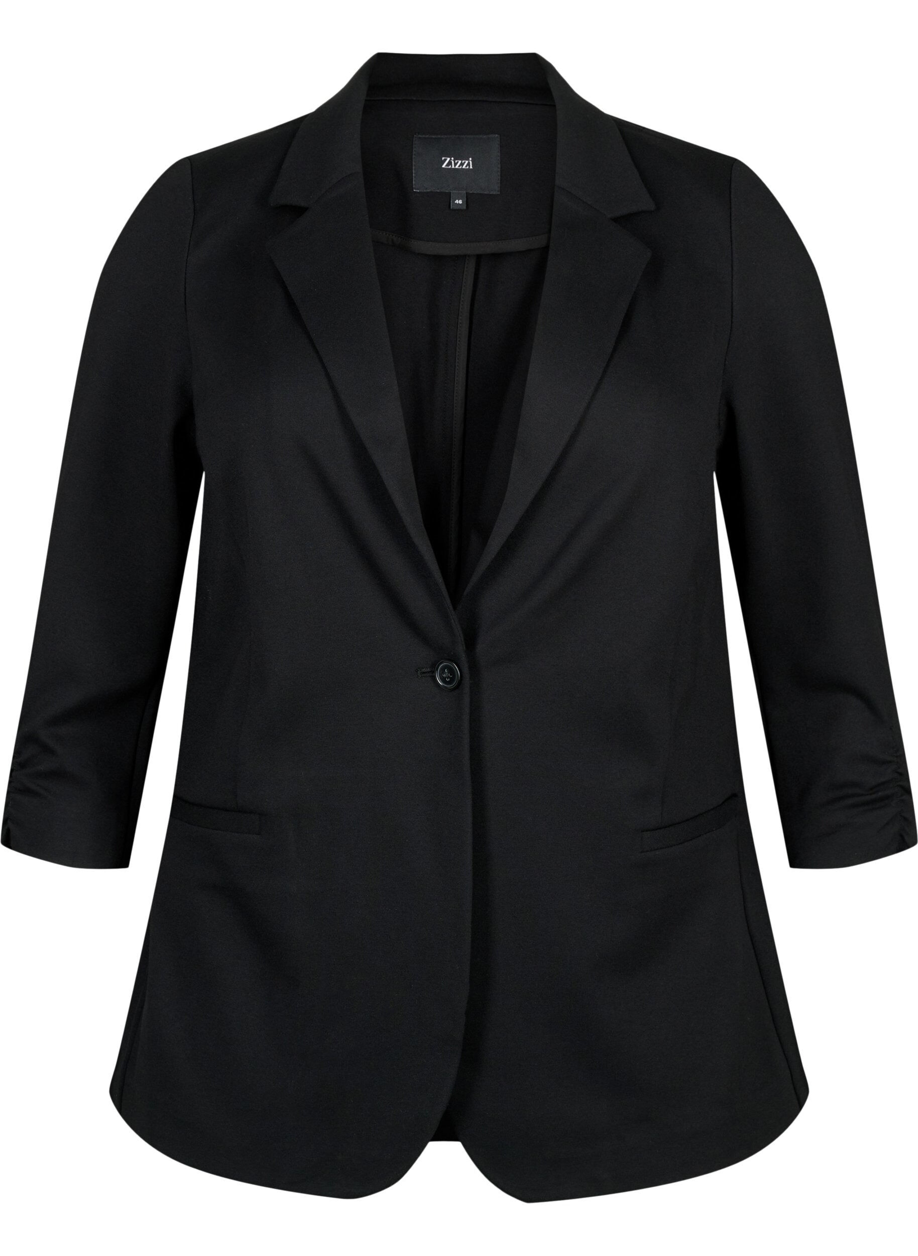 Zizzi Blazer met 3/4 mouwen, Black, Packshot image number 0