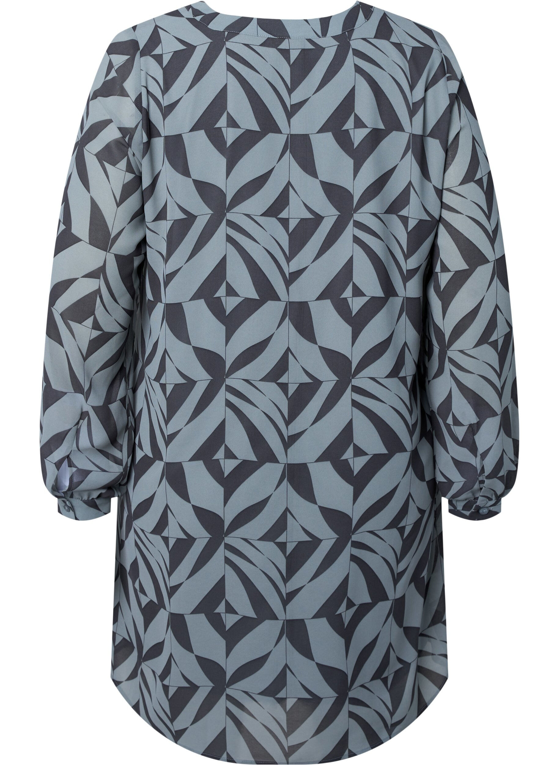 Zizzi Lange mouw jurk met V-hals, Graphic Leaf, Packshot image number 1