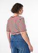 Gestreept T-shirt met geribbelde textuur, Rood, Model image number 2