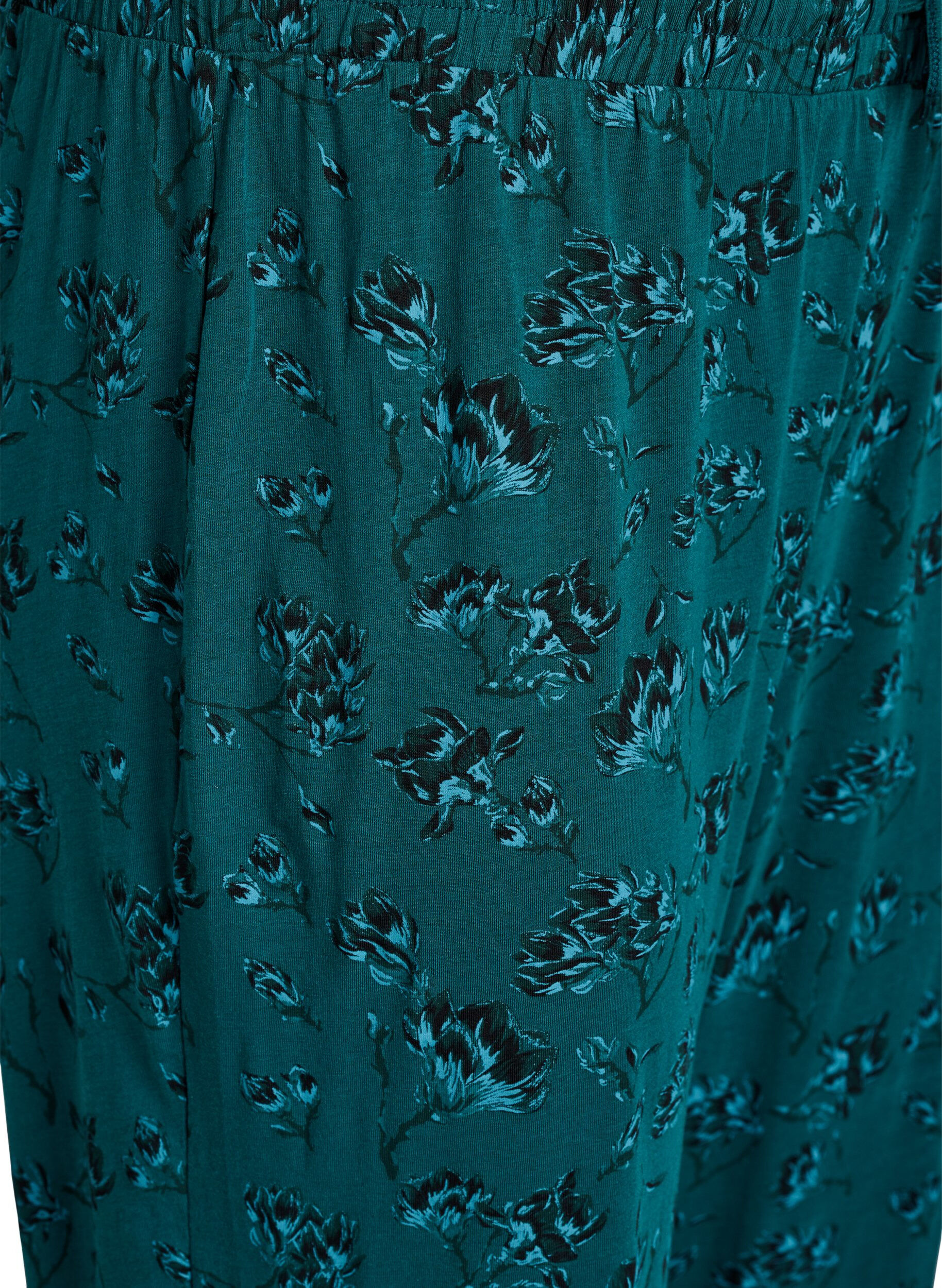 Zizzi Kleren pyjama broek met print, Turquoise, Packshot image number 2