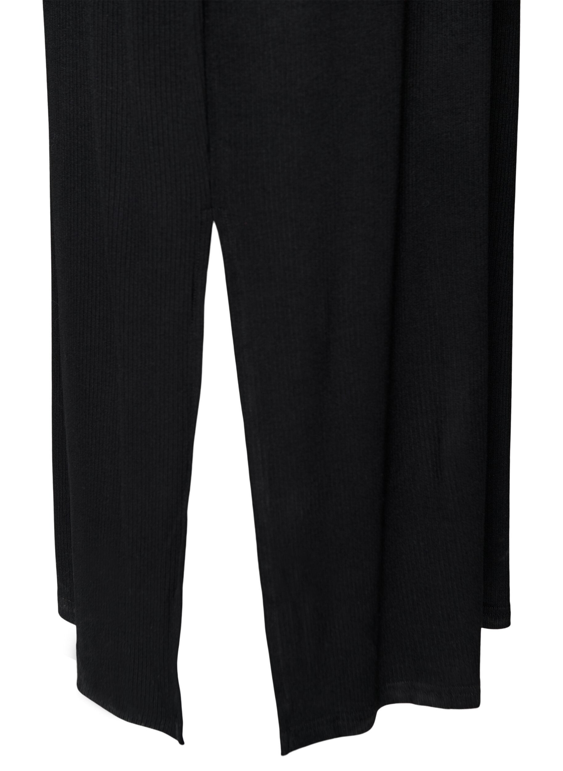 Zizzi Mouwloze ribjurk van viscose, Zwart, Packshot image number 3