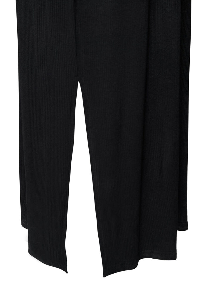 Mouwloze ribjurk van viscose, Zwart, Packshot image number 3