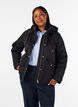 Gewatteerde parka met afneembare capuchon, Zwart, Model image number 0