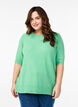 Gebreide blouse met korte mouwen, Groen, Model image number 0