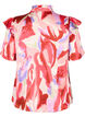 Satijnen shirtblouse met print en ruches, Geranium Graphic AOP, Packshot image number 1