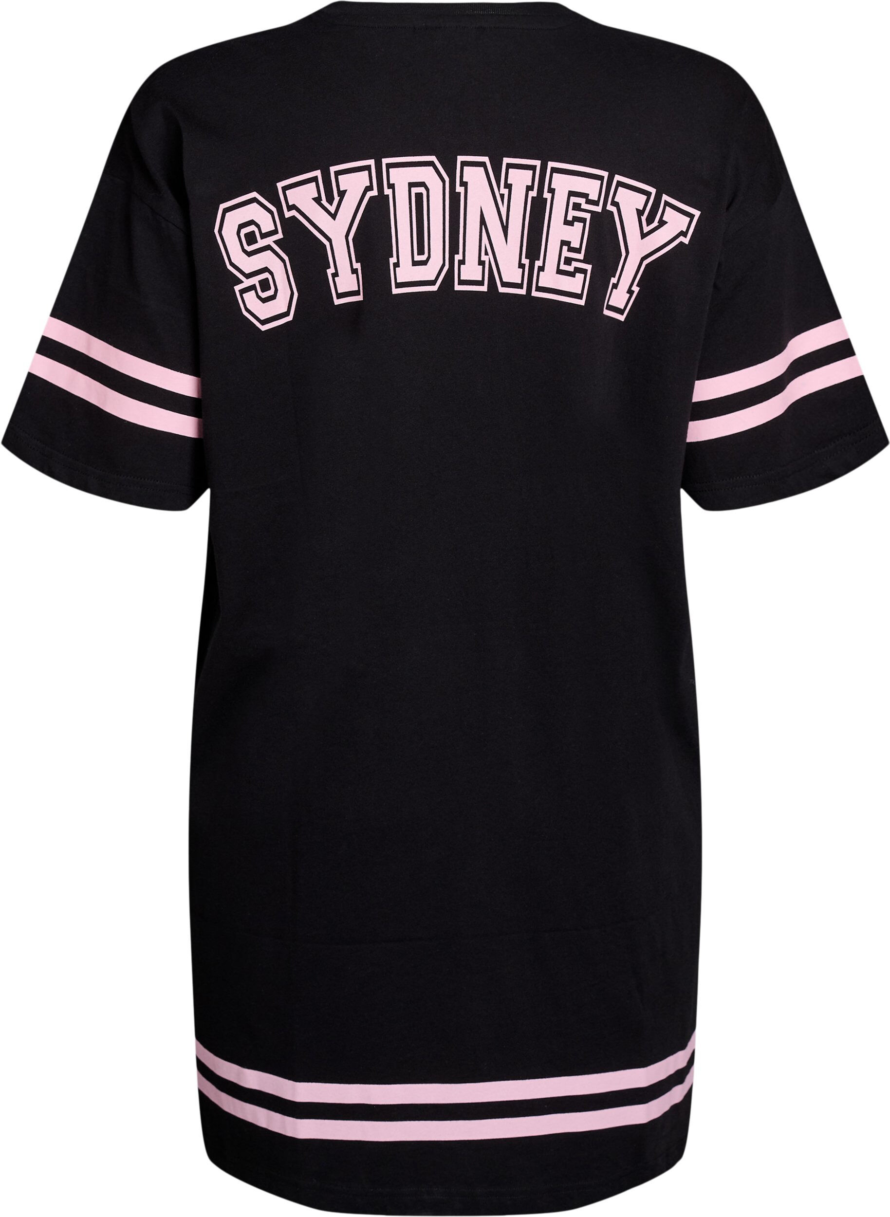 Zizzi Kort T-shirtjurkje met sportieve details, Zwart, Packshot image number 1