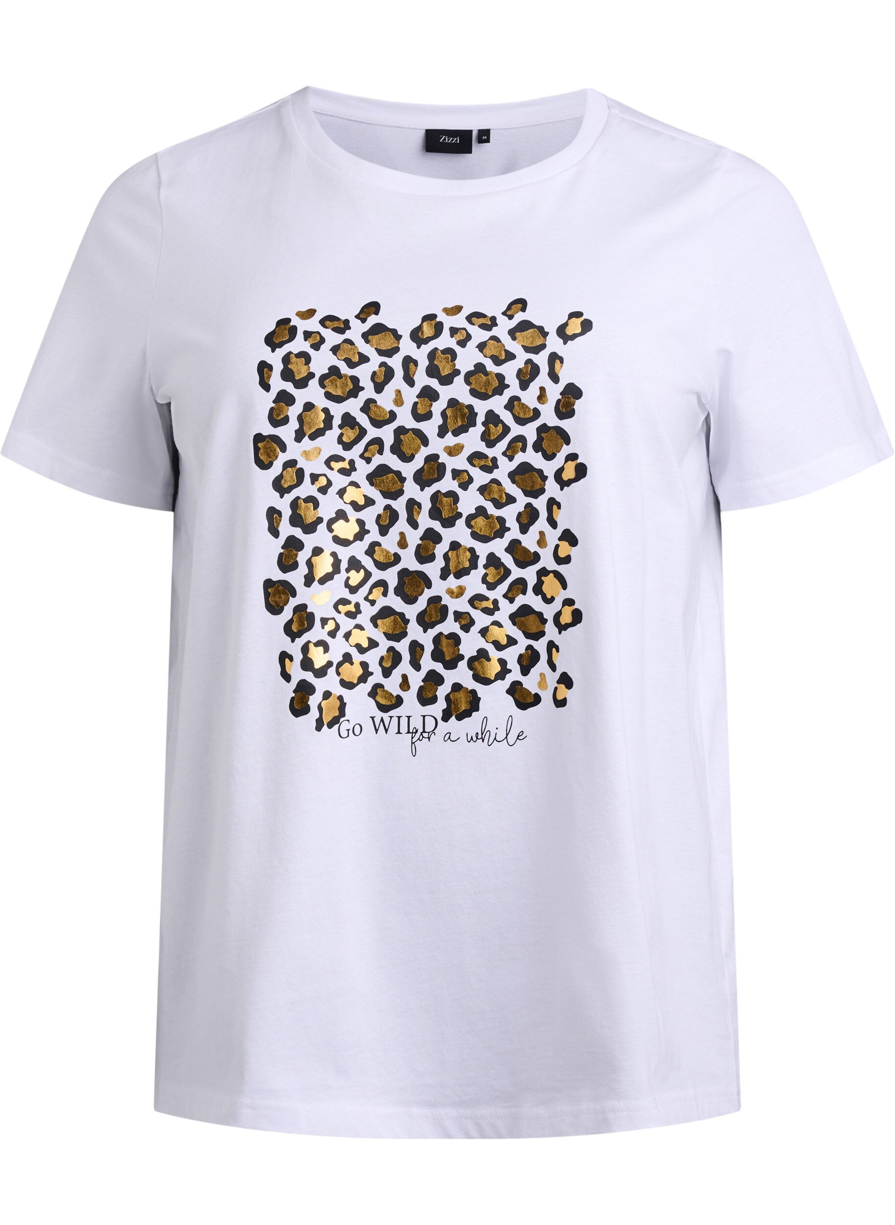 Zizzi T-shirt met luipaardprint, Bright White w. Leo, Packshot image number 0