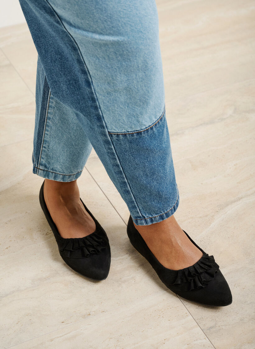 Wijdvallende ballerina met ruches, Black, Image image number 0