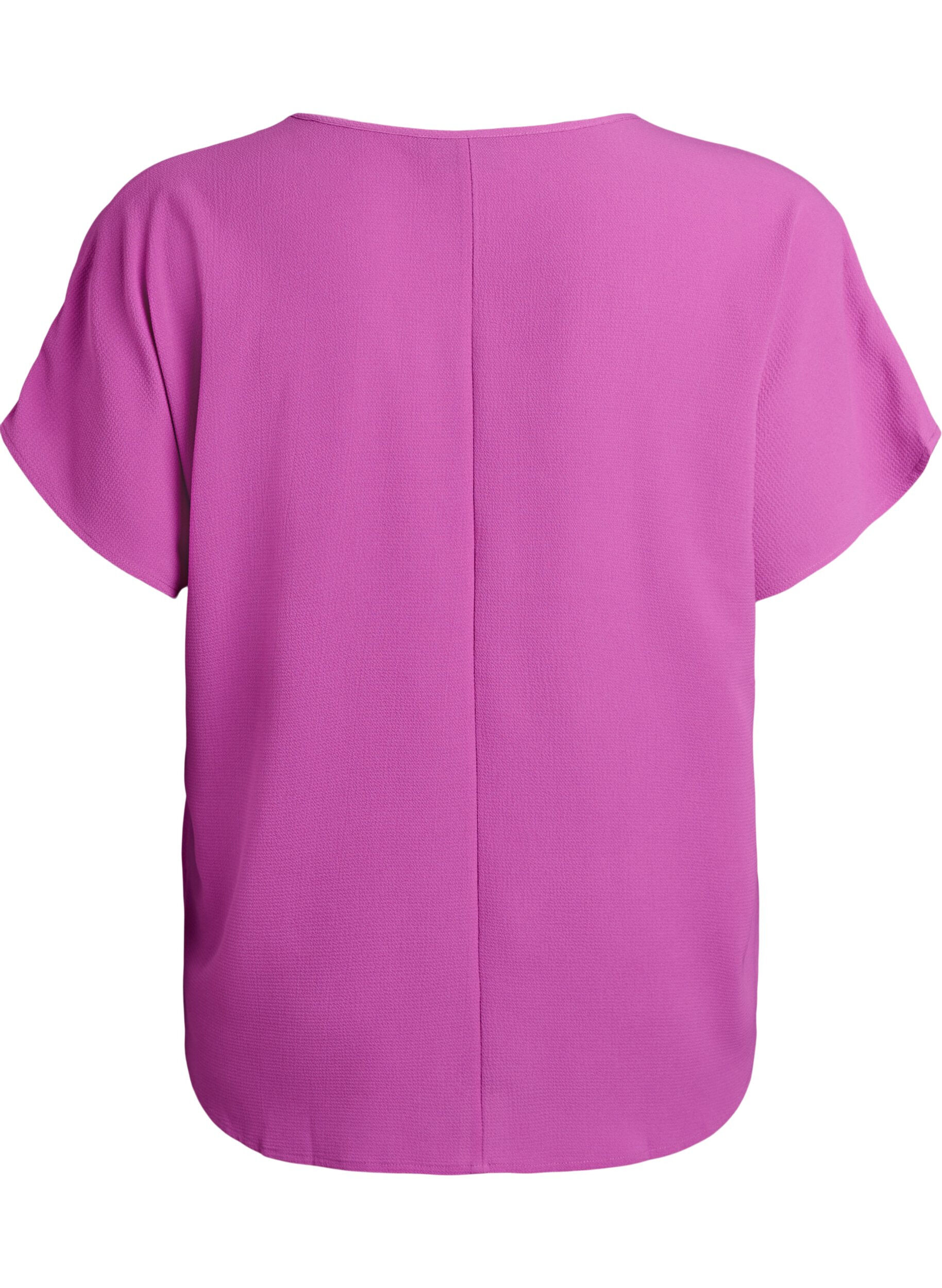 Zizzi Blouse met korte mouwen en een ronde halslijn, Paars, Packshot image number 1