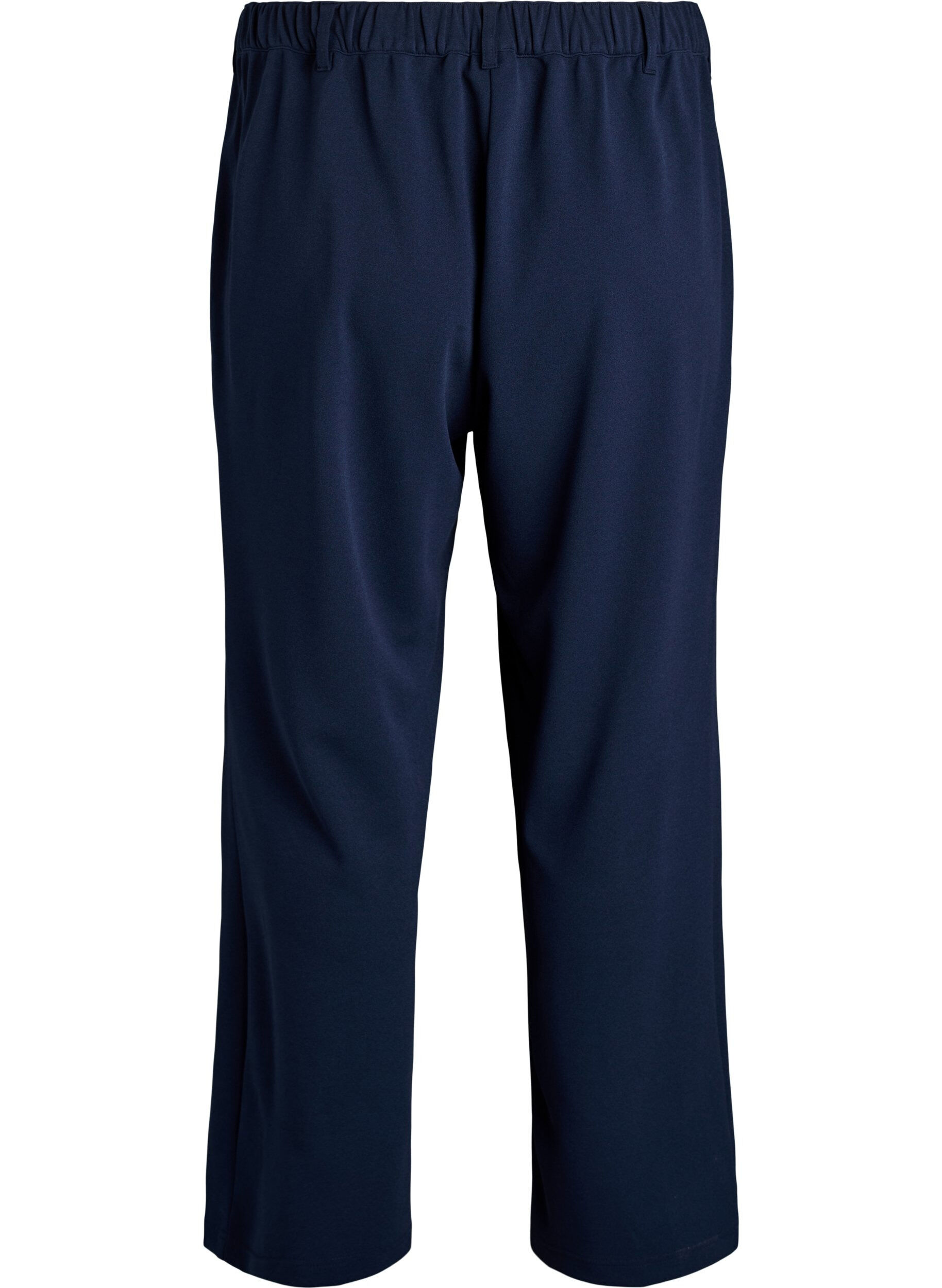 Zizzi High-waisted broek met riemdetail en gouden gesp, Blauw, Packshot image number 1