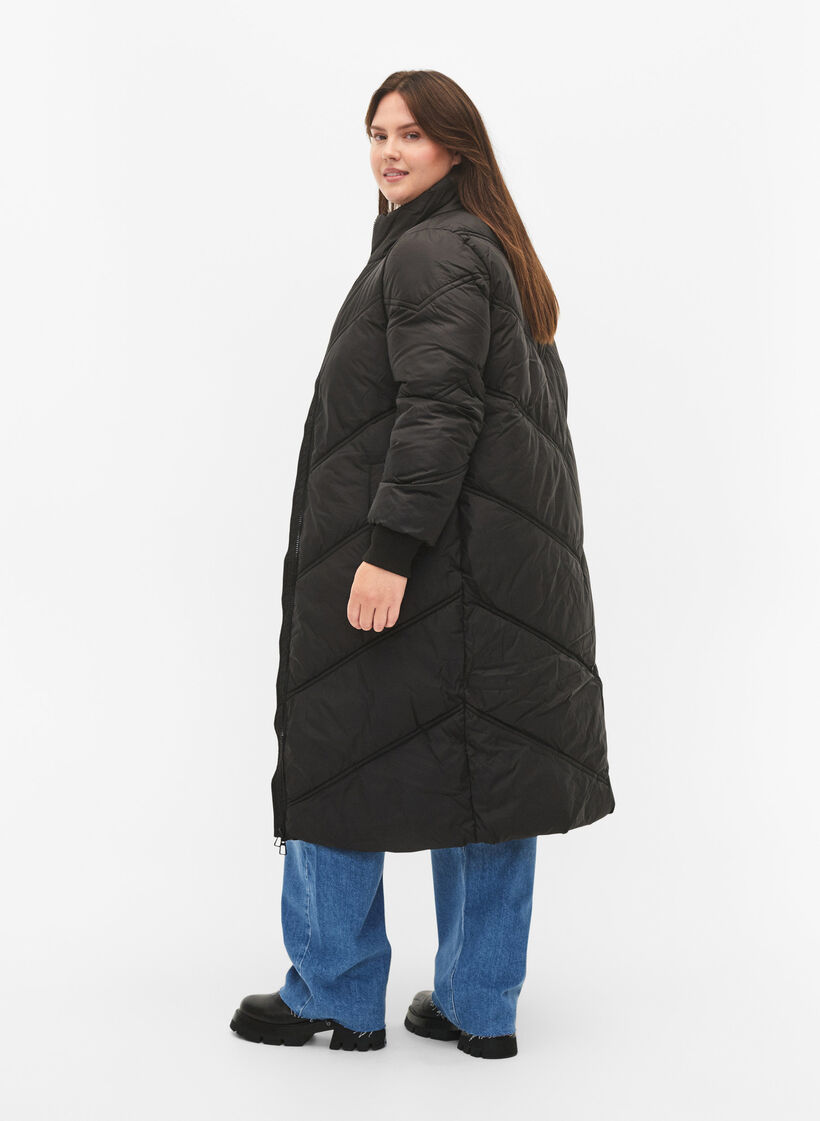 Lange puffer winterjas, Black, Model image number 1
