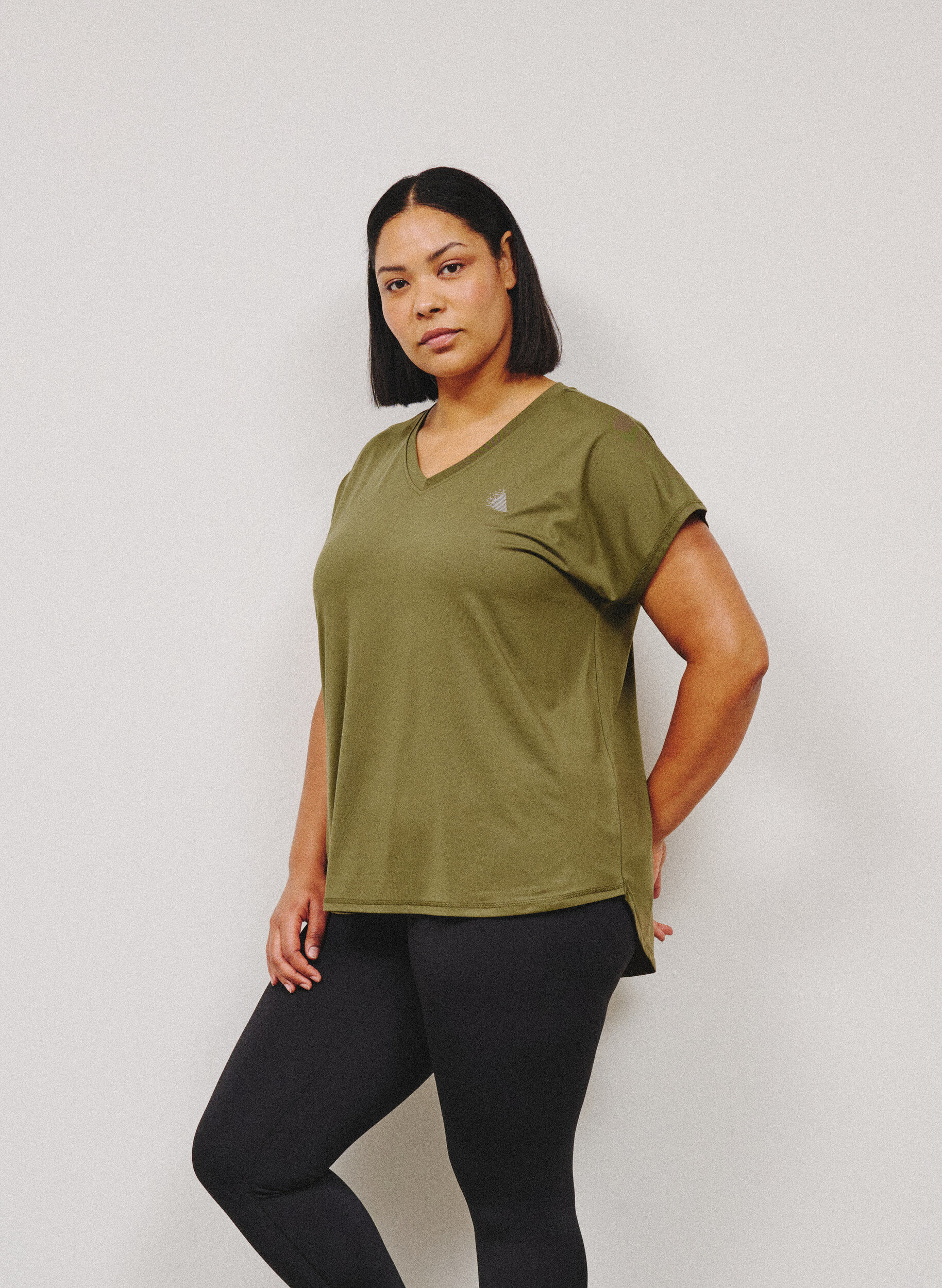 Sportief t-shirt met korte mouwen en v-hals