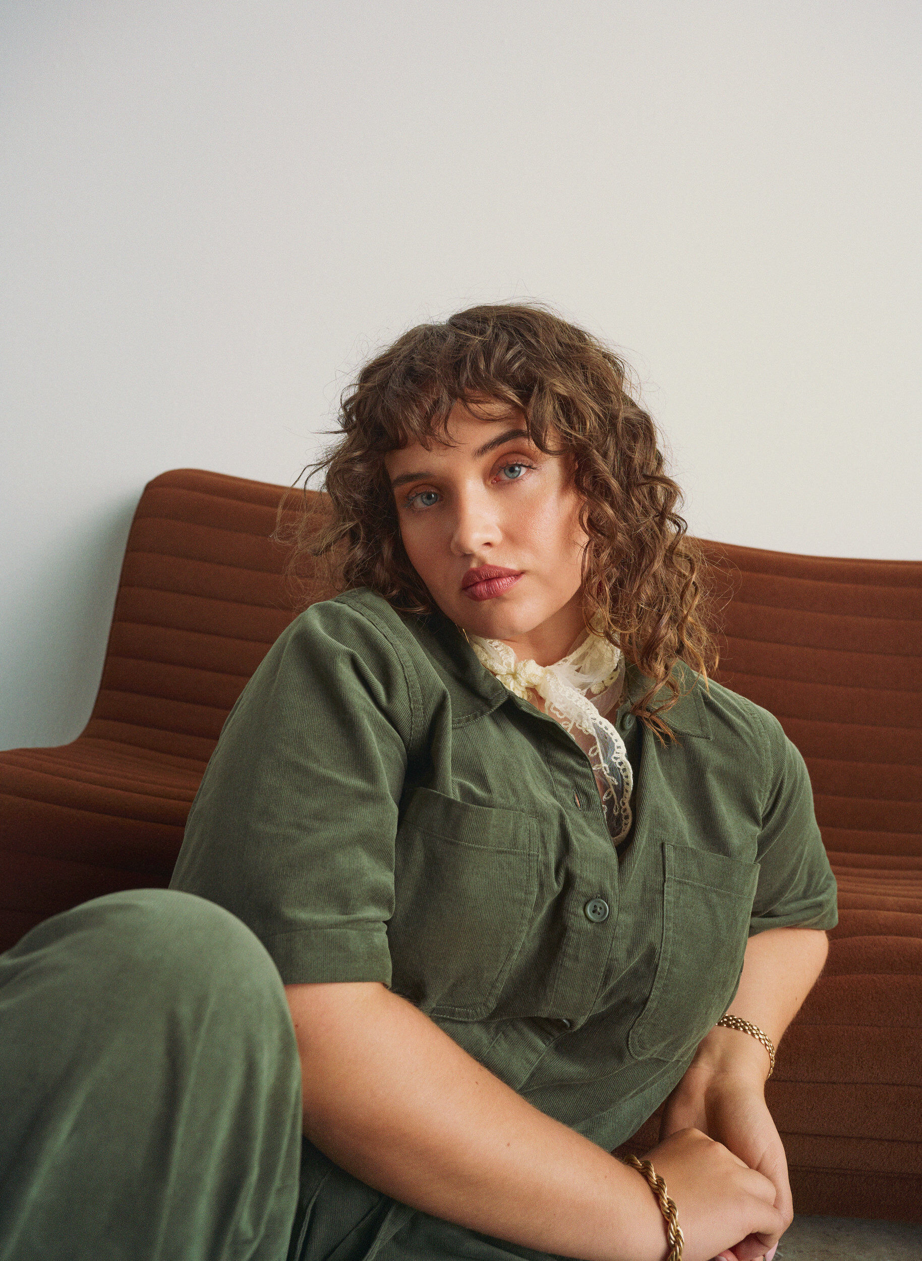 Zizzi Corduroy jumpsuit met straight-fit broekspijpen, Groen, Image image number 0