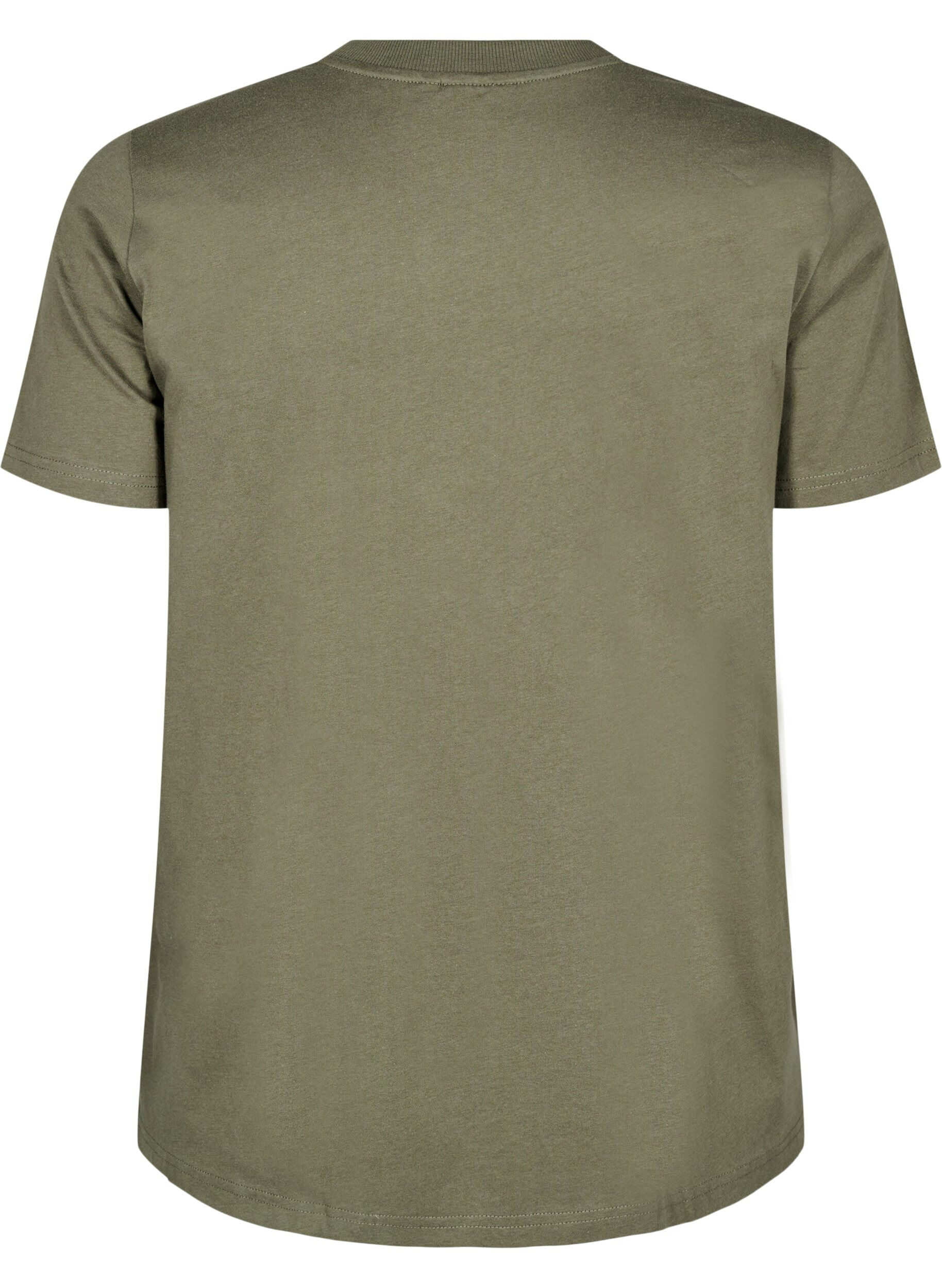 Zizzi Basic katoenen T-shirt met ronde hals, Groen, Packshot image number 1