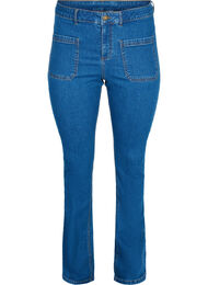 Ellen bootcut jeans met grote zakken, Blue denim