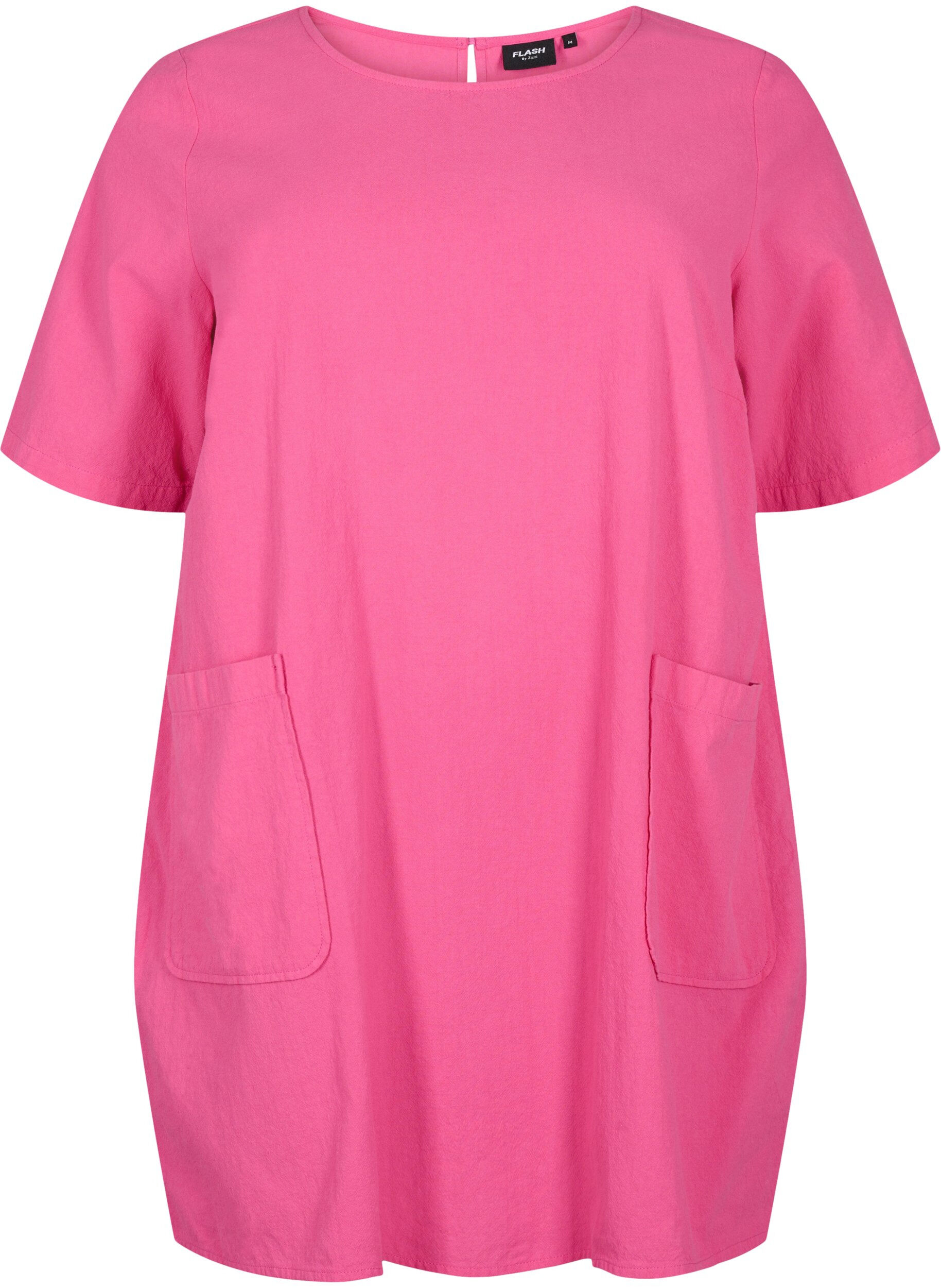 Zizzi FLASH - Tuniek met korte mouwen in katoen, Raspberry Rose, Packshot image number 0