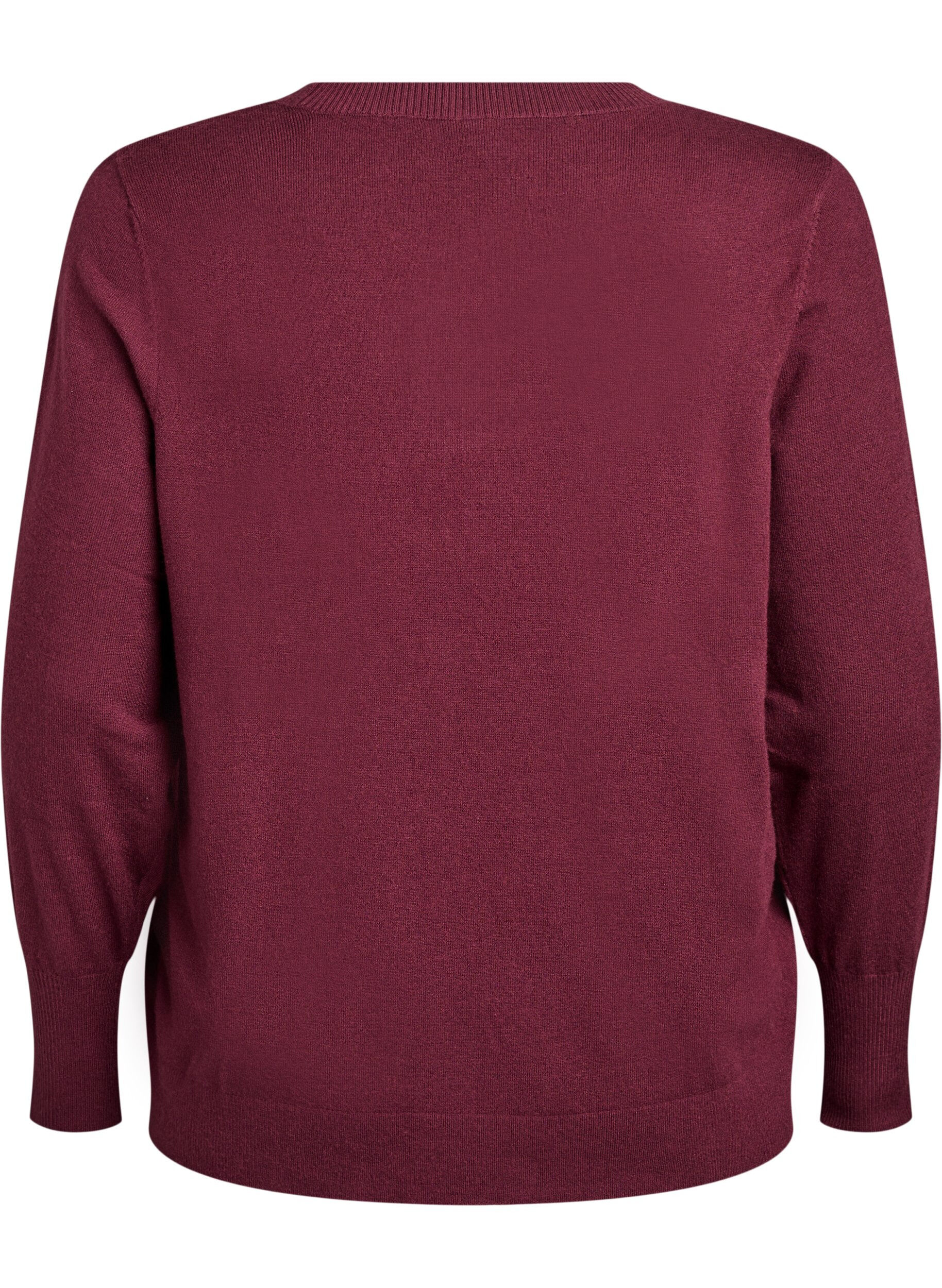 ZizziGebreide blouse met ronde hals, Rood, Packshot image number 1