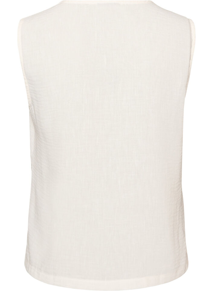 Mouwloos vest met V-hals en knopen, Vanille, Packshot image number 1