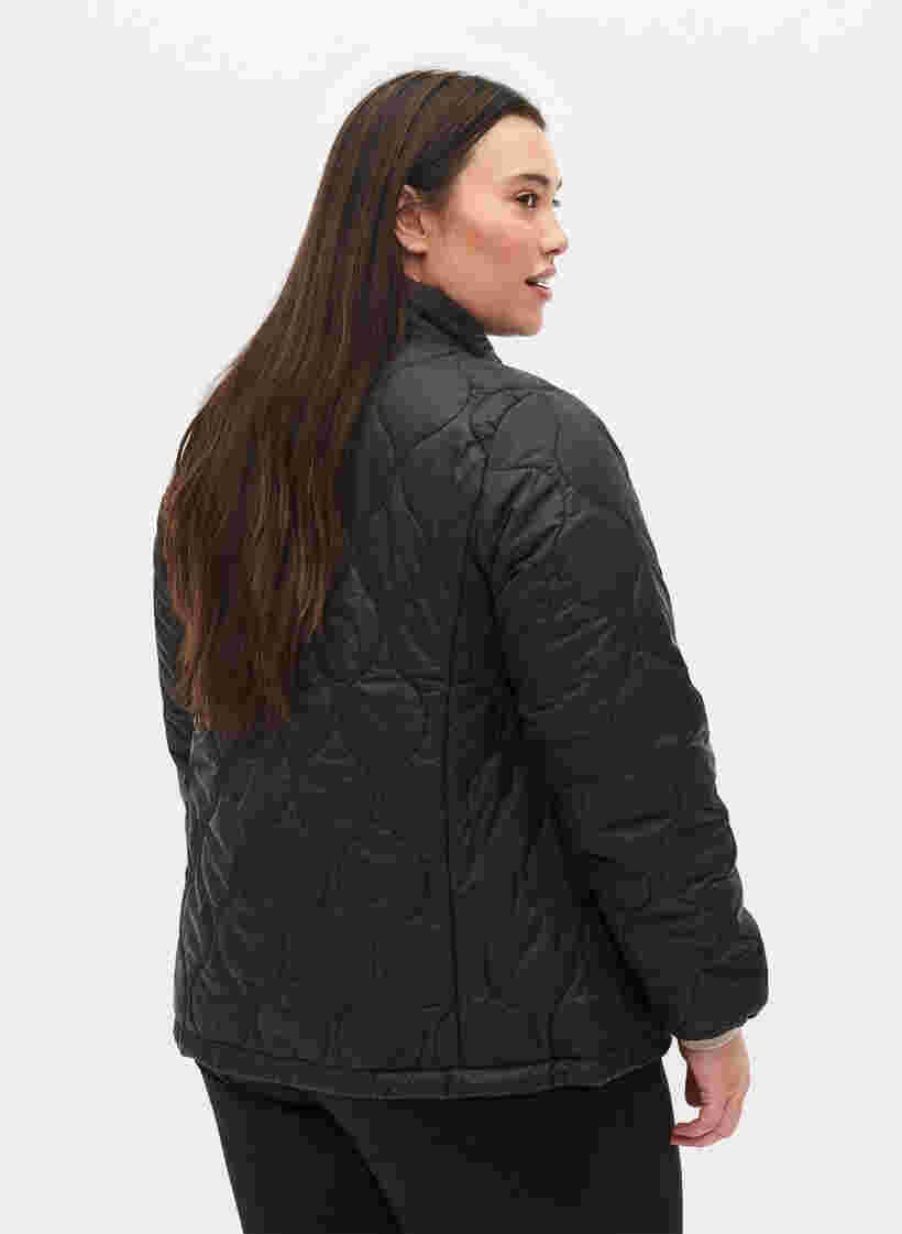 Doorgestikte jas met rits en zakken, Black, Model image number 1