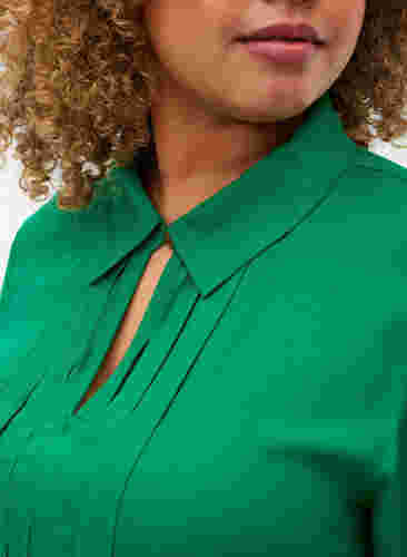 Viscose blouse met lange mouwen en overhemdkraag, Jolly Green, Model image number 2