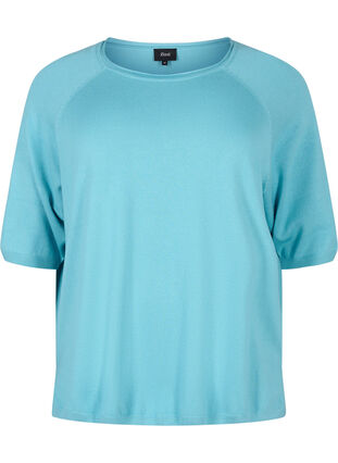 Gebreide blouse van viscose met 3/4 mouwen, Reef Waters, Packshot image number 0
